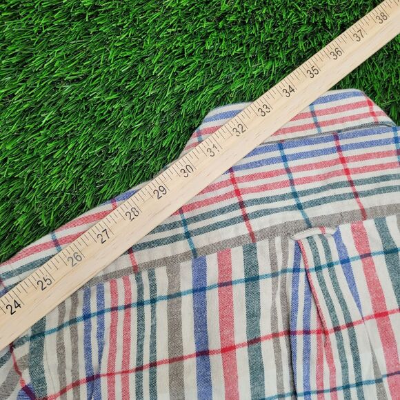 Vintage Boston Traders Button Shirt Large 23x31 Blue Pastel - Picture 3 of 12